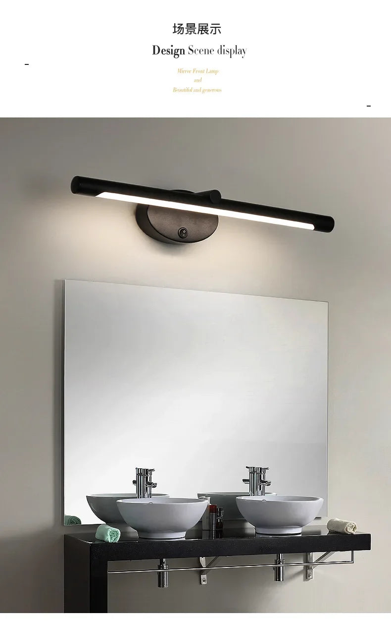 Modern LED Indoor Wall Lamp Bathroom Mirror Light Minimalism Wall Sconce with Touch Switch Bedroom Bathroom Bath Lighting Lamps