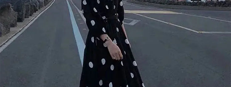 plus Size Polka Dot Chiffon Dr Romantic Slimming Long Skirt V Ne Elastic Waist Summer Faionable Casual Vintage Sle