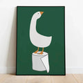 Bathroom Wall Decor, Silly Goose Bathroom Art Print , Toilet Paper, Bathroom Kids Art, Dark Green Nursery Decor, Toilet Art