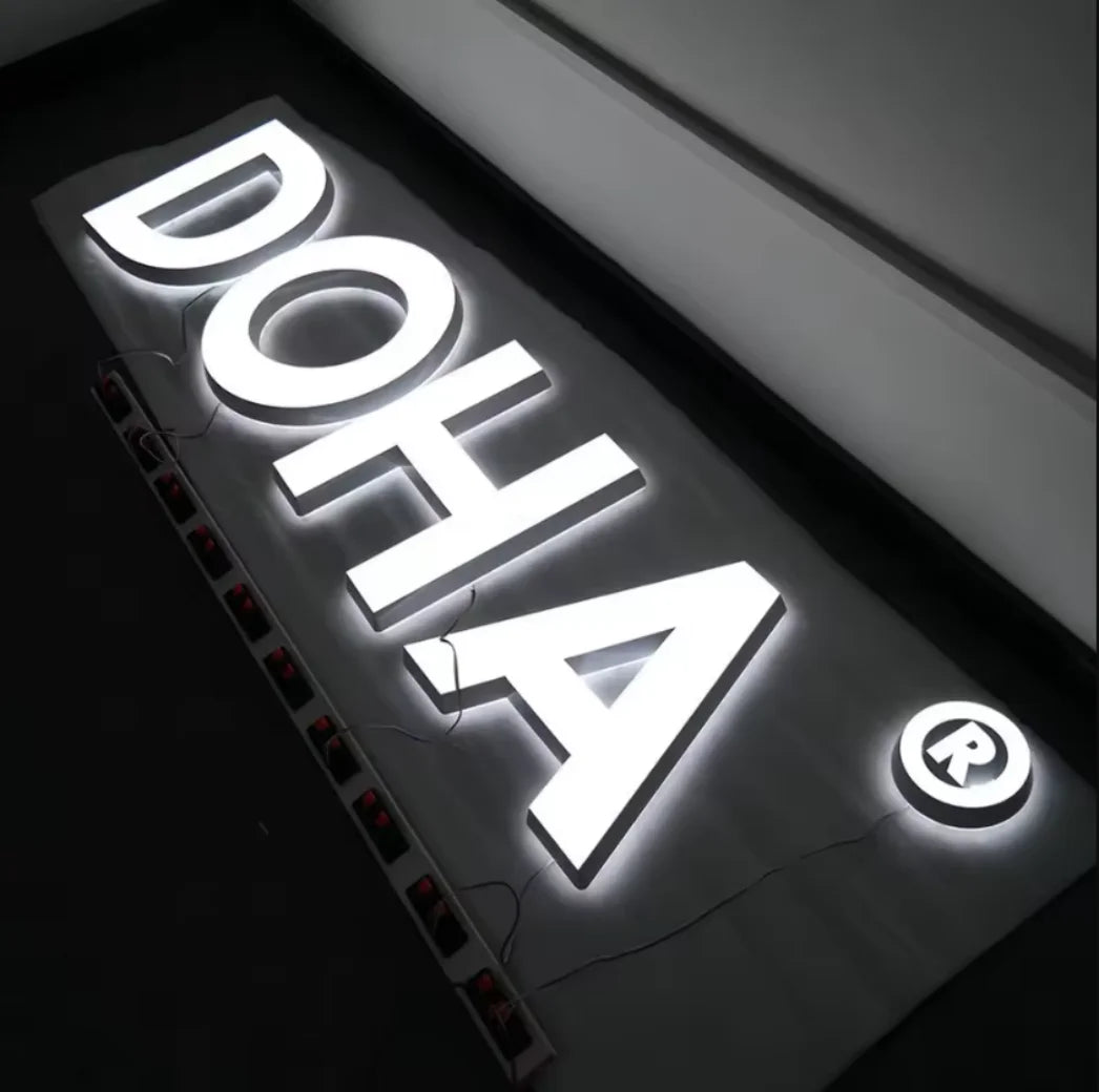 Factory Wholesale Led Lighted Sign Glossy Surface Acrylic Business  Illuminated Letters Outdoor Advertising Business Logo