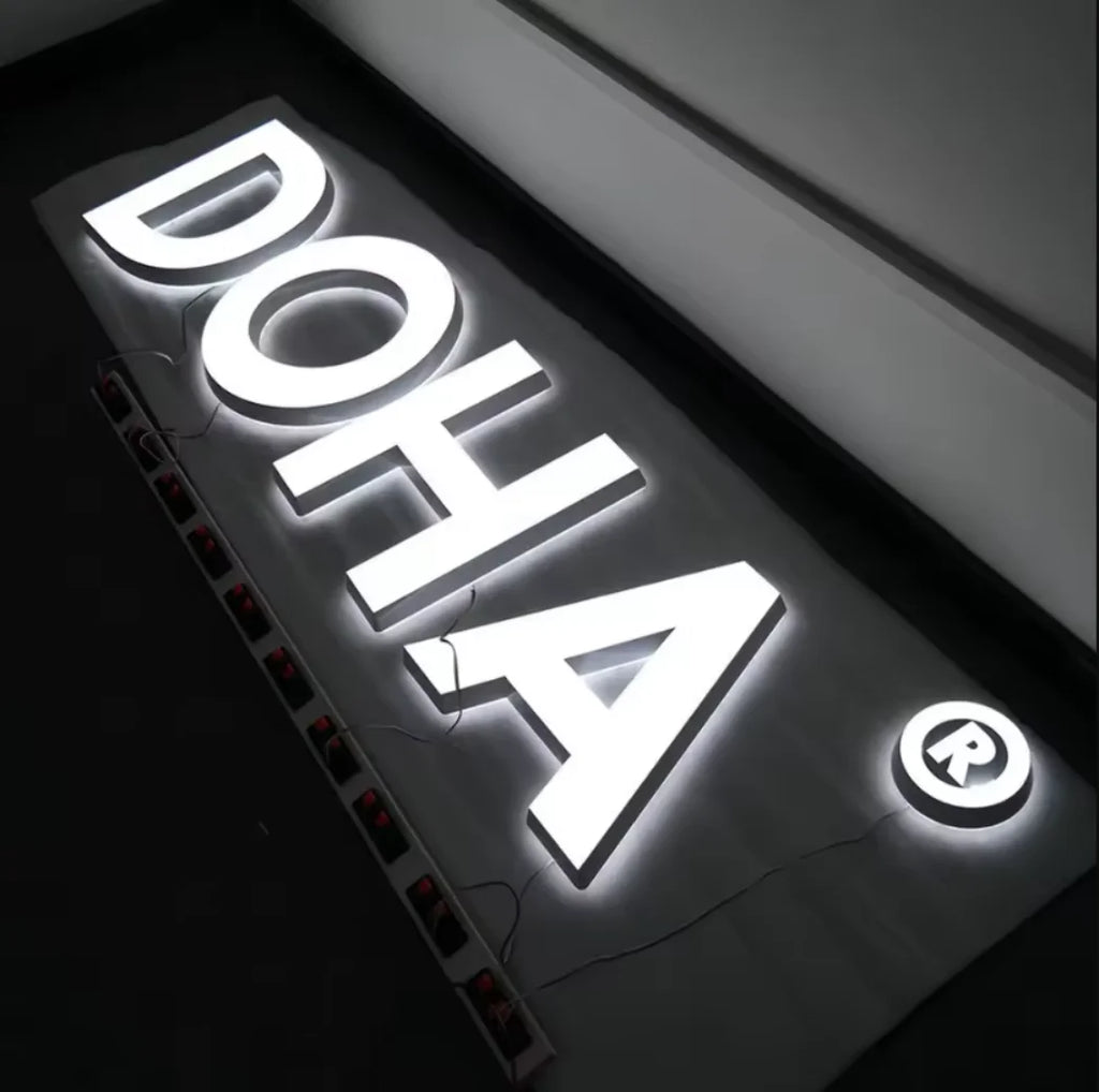 Factory Wholesale Led Lighted Sign Glossy Surface Acrylic Business  Illuminated Letters Outdoor Advertising Business Logo