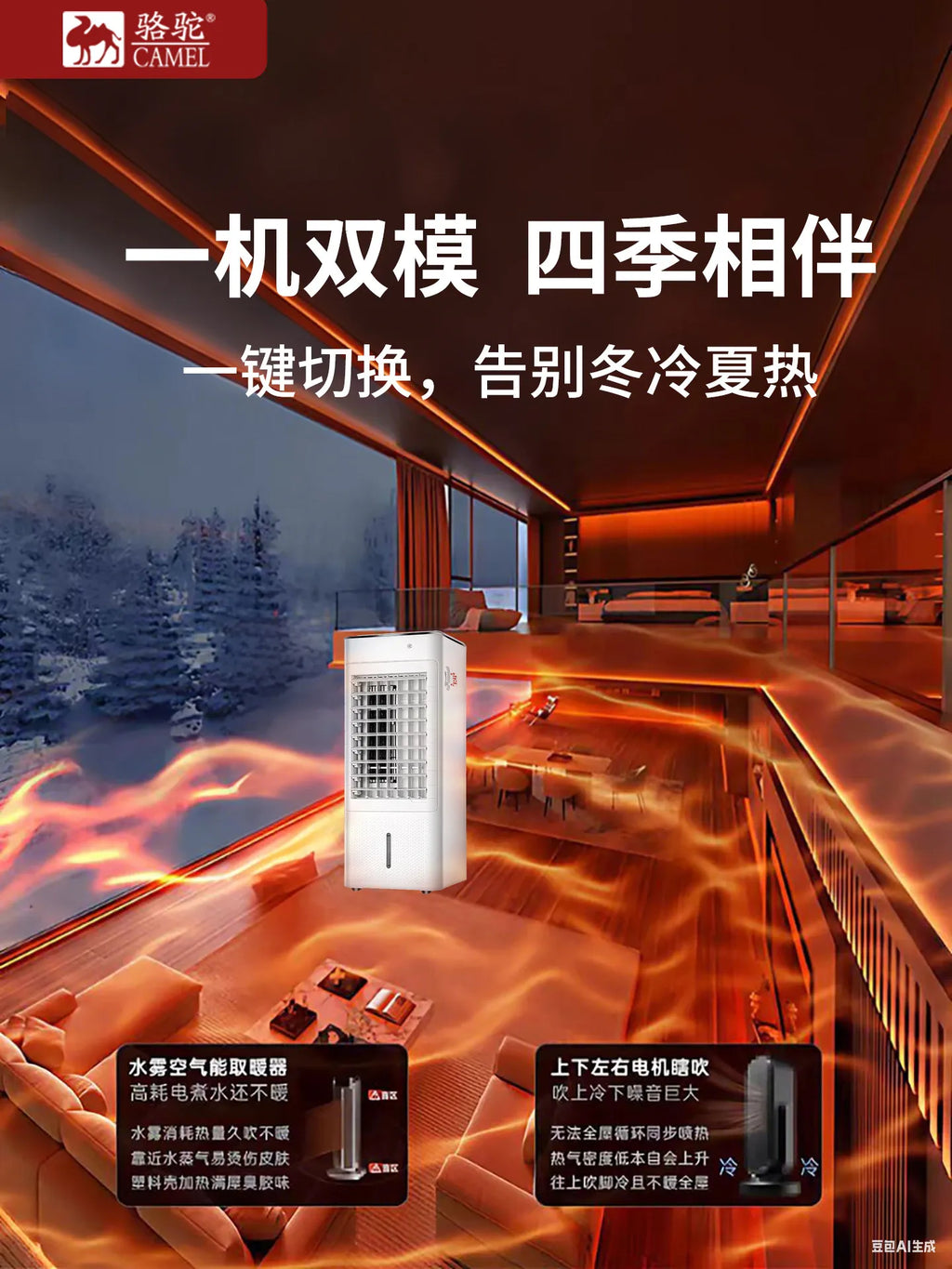 Air conditioning fan dual-purpose household cooling fan small office electric fan movable portable air conditioner