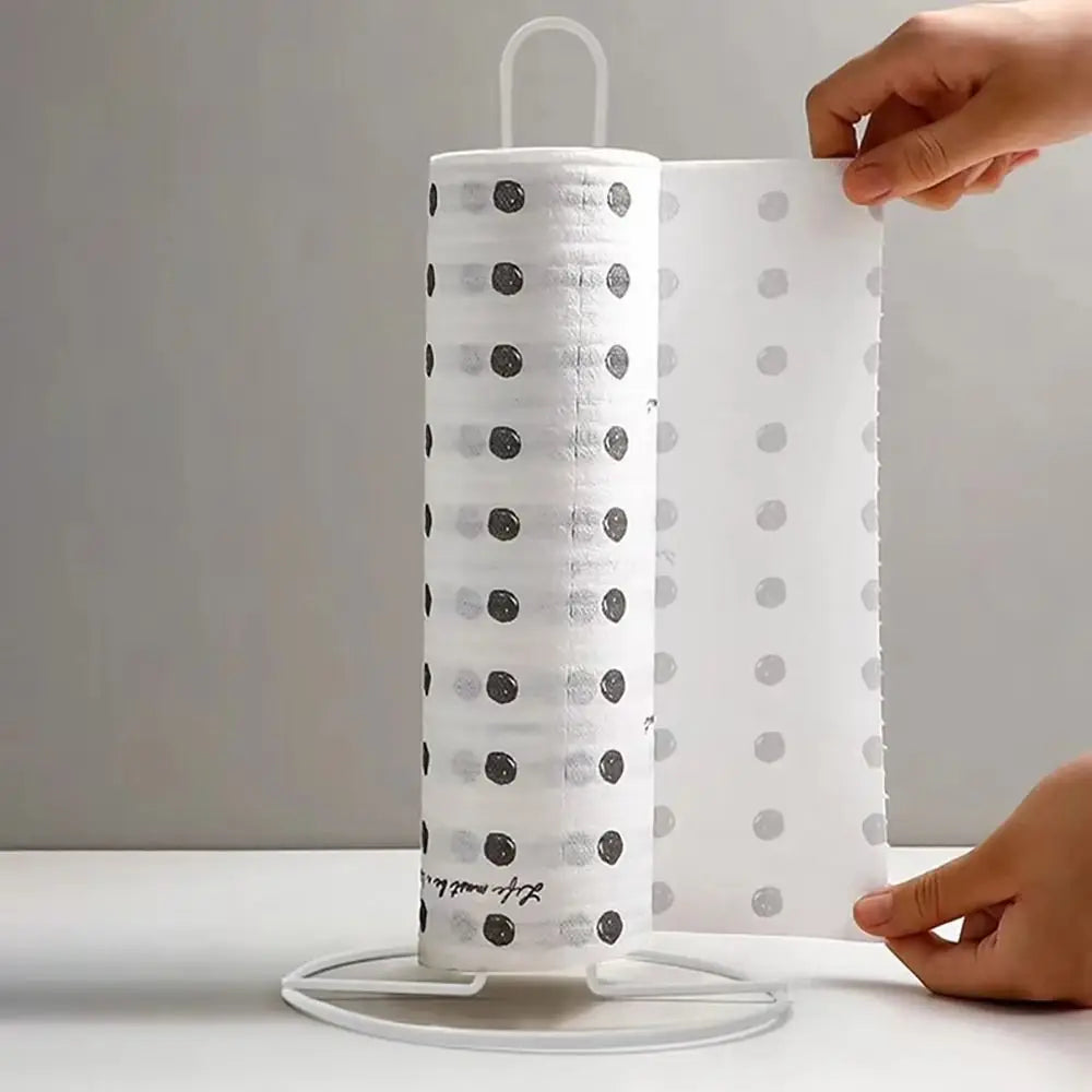 1Pcs New One-handed Tear Roll Paper Towel Holder Vertical Free Standing Napkins Rack Black/Silver Tissue Stand