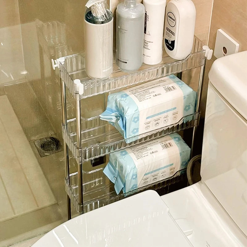 Mobile Storage Rack Trolley Organizer With Wheels Acrylic Narrow Slit Storage Cabinet Bathroom Home Multi-layer Organizer
