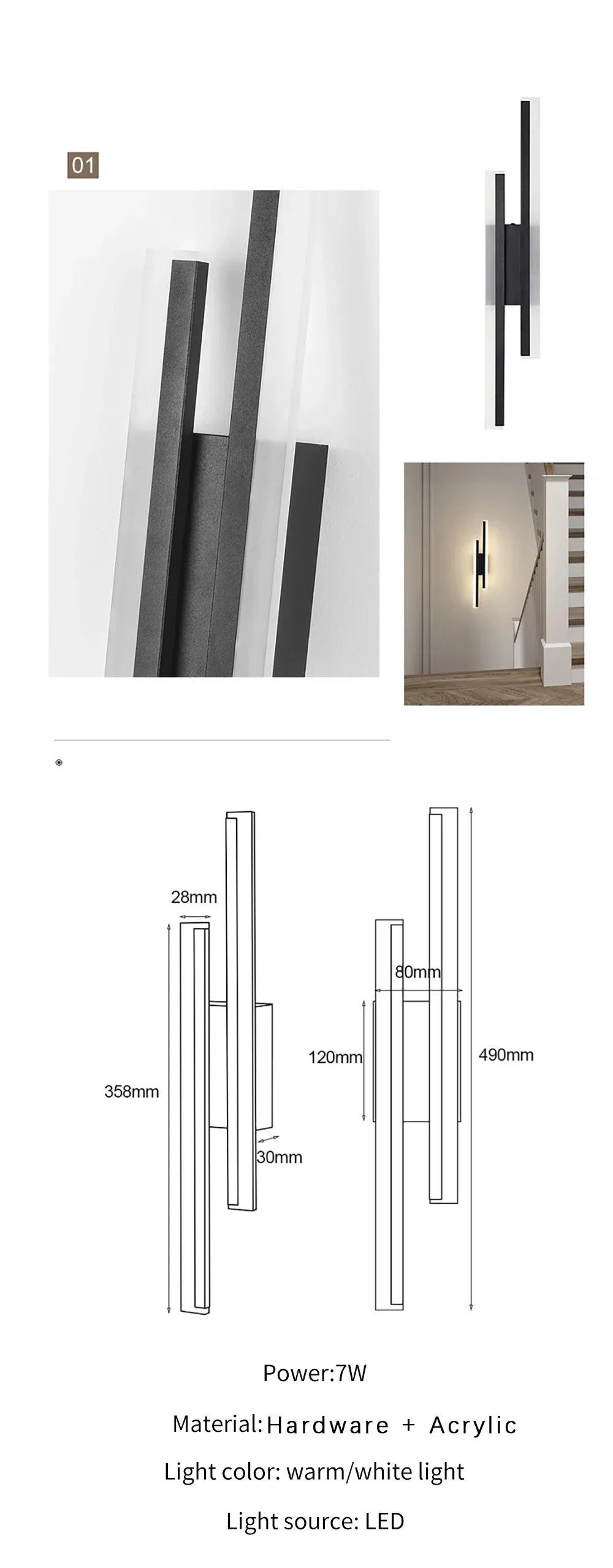 Modern LED Wall Light for Living Room Stairs Bedroom Corridor Wall Sconces Lamp Home Interior Decoration Lighting Fixture
