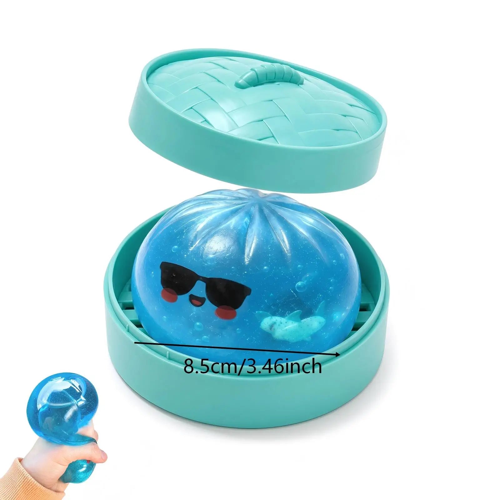 Glitter Shark Dumplings Squishy Toy Soft Slow Resilience Mini Buns Fidget with Steamer Steamed Stuffed Bun Pinch Le