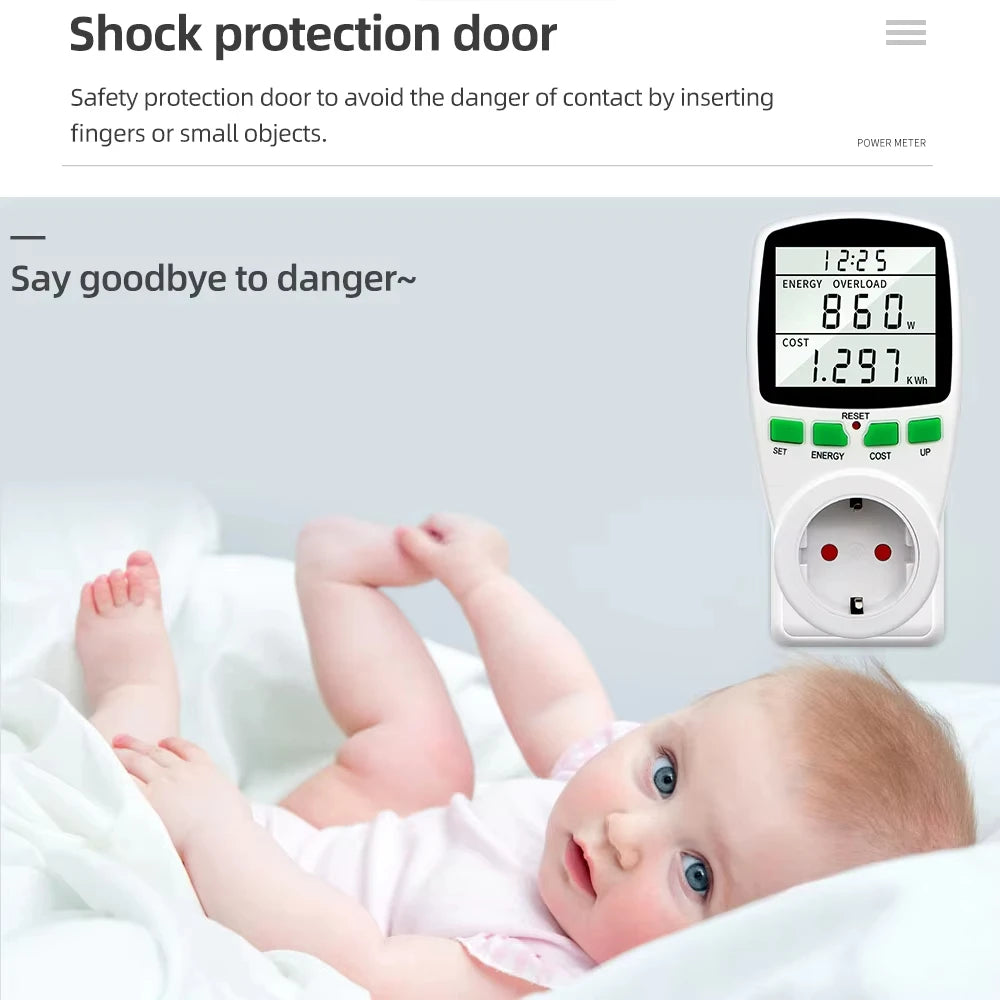 Electricity Power Meter Wattmeter LCD Energy Meter Socket Electric Tester Measuring Outlet Power Analyzer EU UK AU US FR