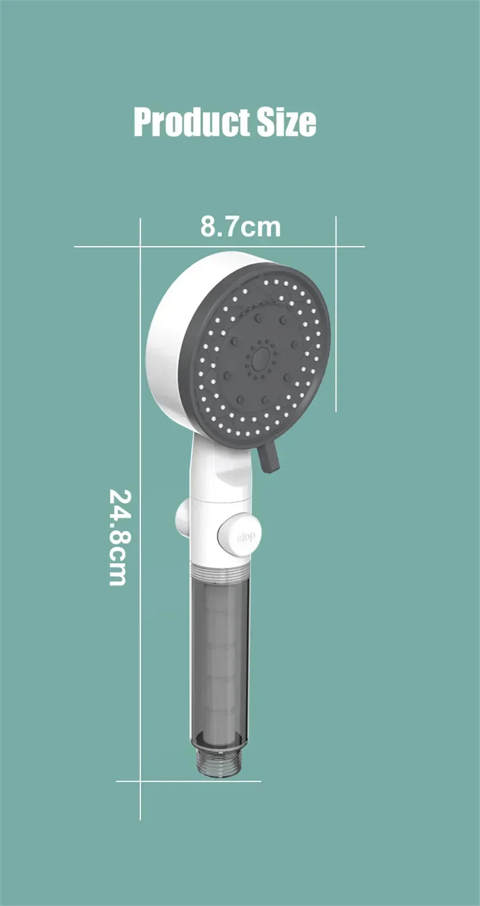 Bathing Showerhead Filtered Purify Water Filter One-Key on OFF Massage 10 Spray Modes High Pressure Shower Head Bath Accessory