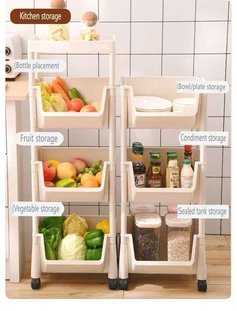 Home Trolley Bookshelf Kitchen Storage Rack Kitchen Corner Narrow Slit Storage Cabinet Bathroom Living Room Storage Rack
