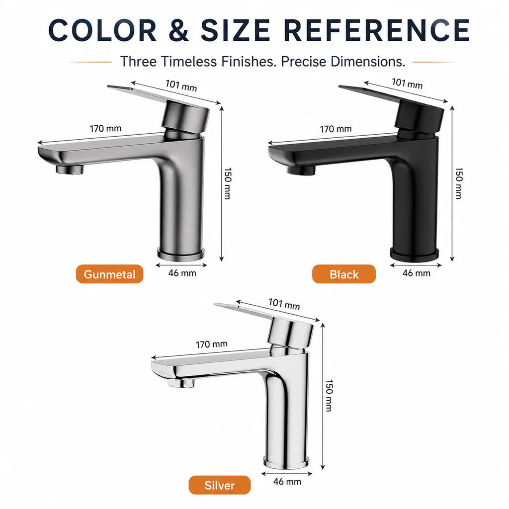 Bathroom Sink Faucet Stainless Steel Hot Cold Mixer Tap Single Handle Matte Black Silver Basin Tap
