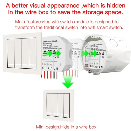 -FDDT Wifi Smart 4 Way Switch Module 2Pcs Tuya Light Control Switch Remote App Dimmer Curtain Switch