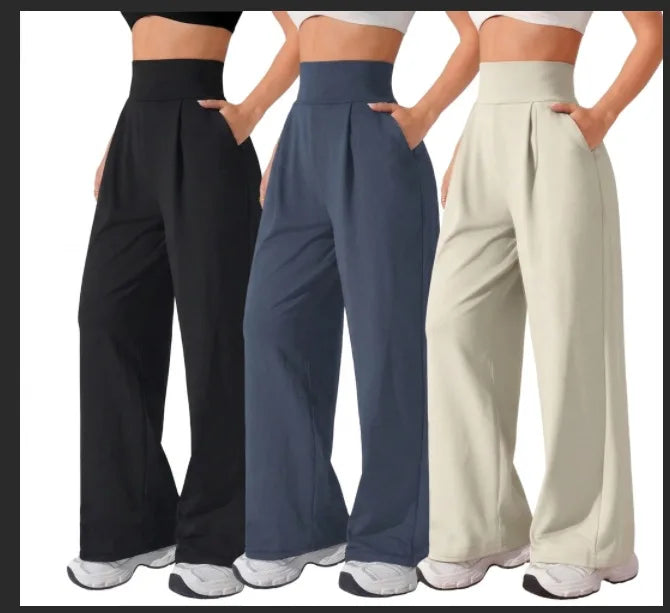 High Waist Straight Leg Yoga Pants Women Spring Summer Wide Leg Naked Feel GYM Leggings Woman Soft Pilates Running Sport Trouser