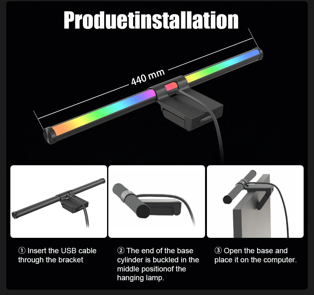 Smart RGB Monitor Light Bar Led Lights Wifi Dimmable Setup Gaming Room Decor Lightbar PC Screen Hanging Remote Control Desk Lamp