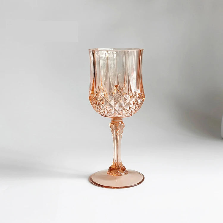 12/24 Pcs 220ml Plastic Wine Glasses Drinking Glasses for Wedding Party Imitation Glassware Reusable Drinkware Champagne Goblet