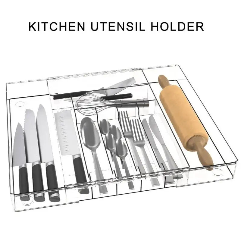 G6KF Effective Kitchen Drawer Cutlery Organizers Convenient Drawer Cutlery Storage Holder Case Space Saving Utensils Sorter