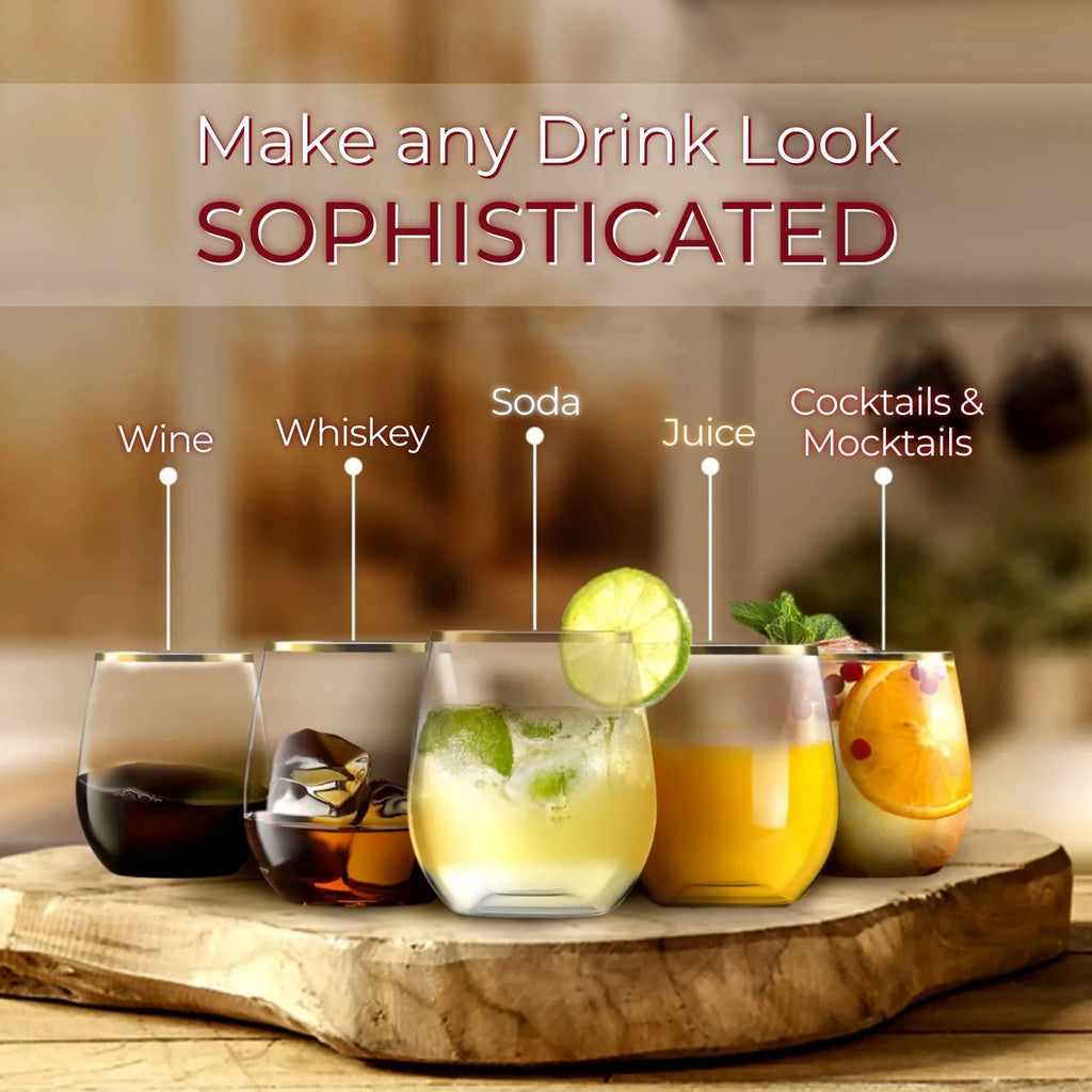 4-40Pcs 12oz Plastic Wine Glasses Disposable Stemless Wine Glasses for Party Reusable Clear Plastic Cups Shatterproof