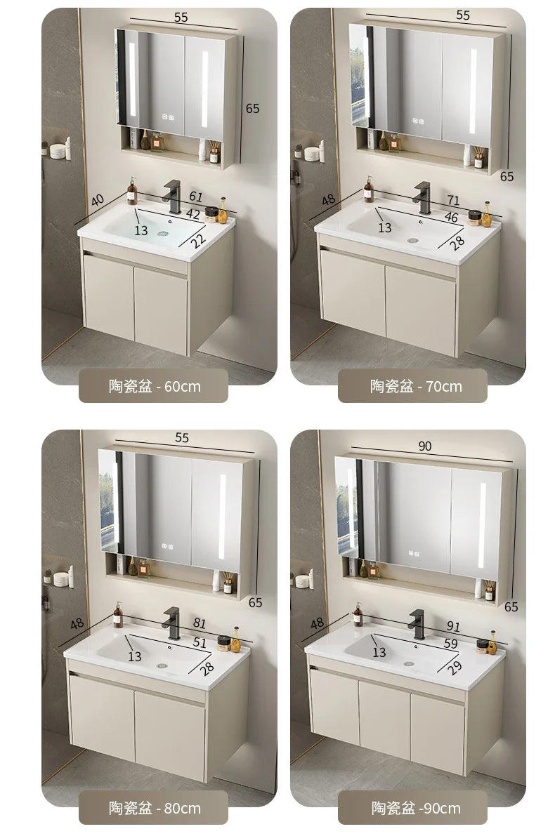 Wall Basin Bathroom Cabinet Set Sink Mirrors Shelves Bathroom Cabinets Storage Organizer Mobile Bagno House Accessories