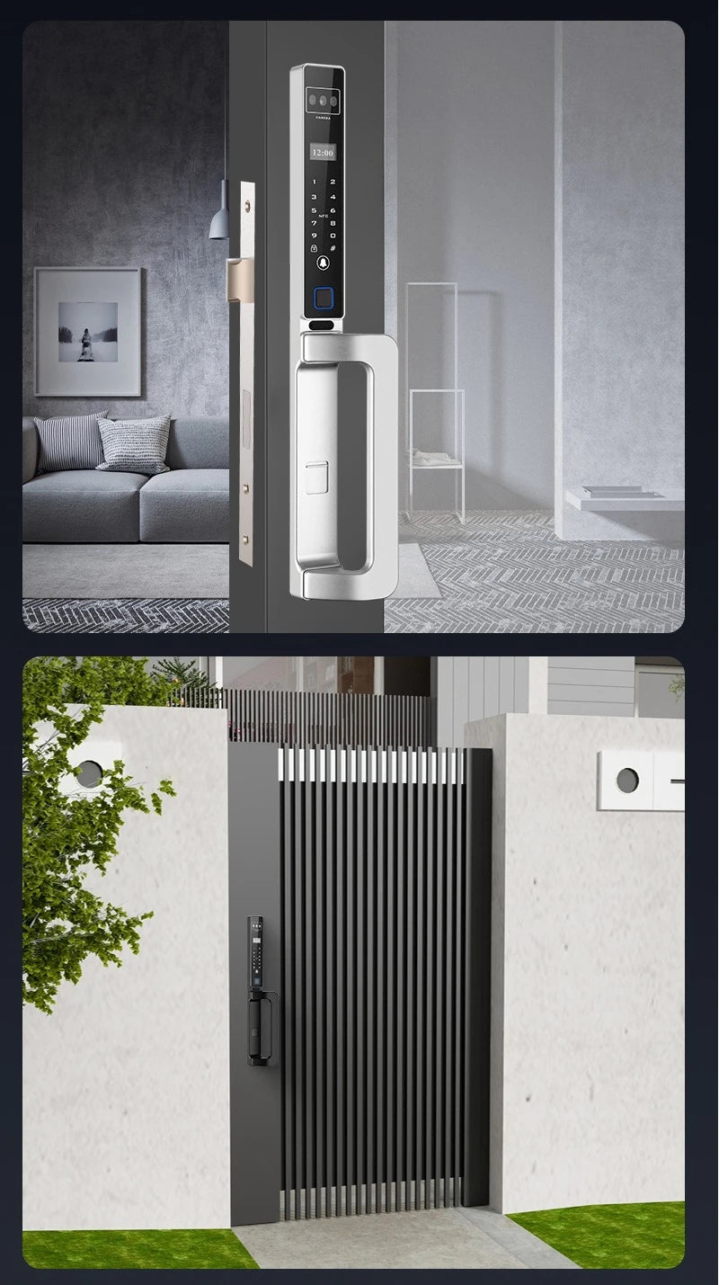 Automatic Password Fingerprint Facial Recognition Smart Lock Broken Bridge Aluminum Fingerprint Lock Sliding Door Password Lock