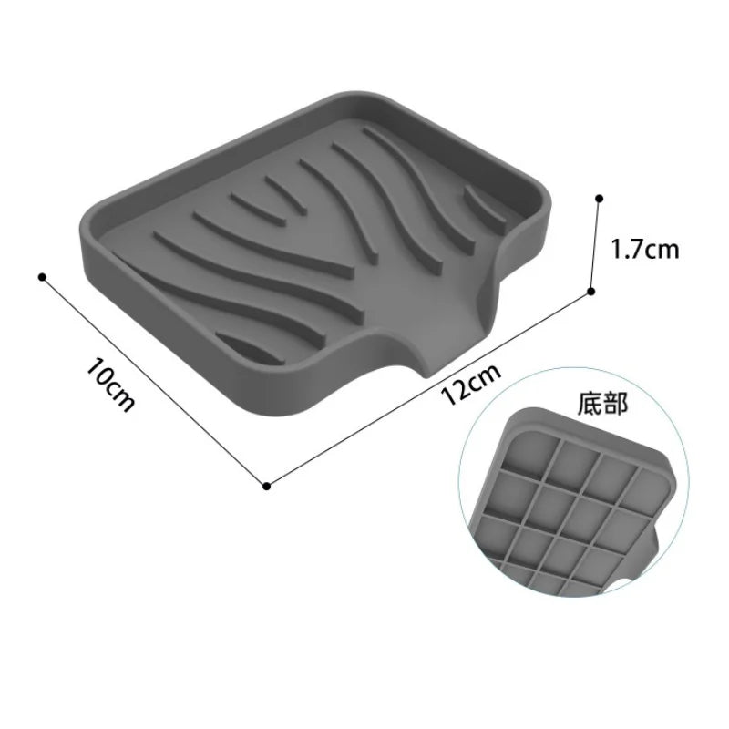 1pcs Sink Silicone Tray With Drain Soap Sponge Storage Holder Countertop Sink Scrubber Brush Soap Storage Rack Kitchen Organizer