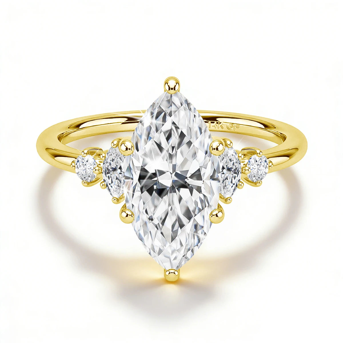 GRA Certified 2CT Marquise Cut Moissanite Ring Solid 14K Gold Filled Non Tarnish Diamond Wedding Rings for Women High Quality