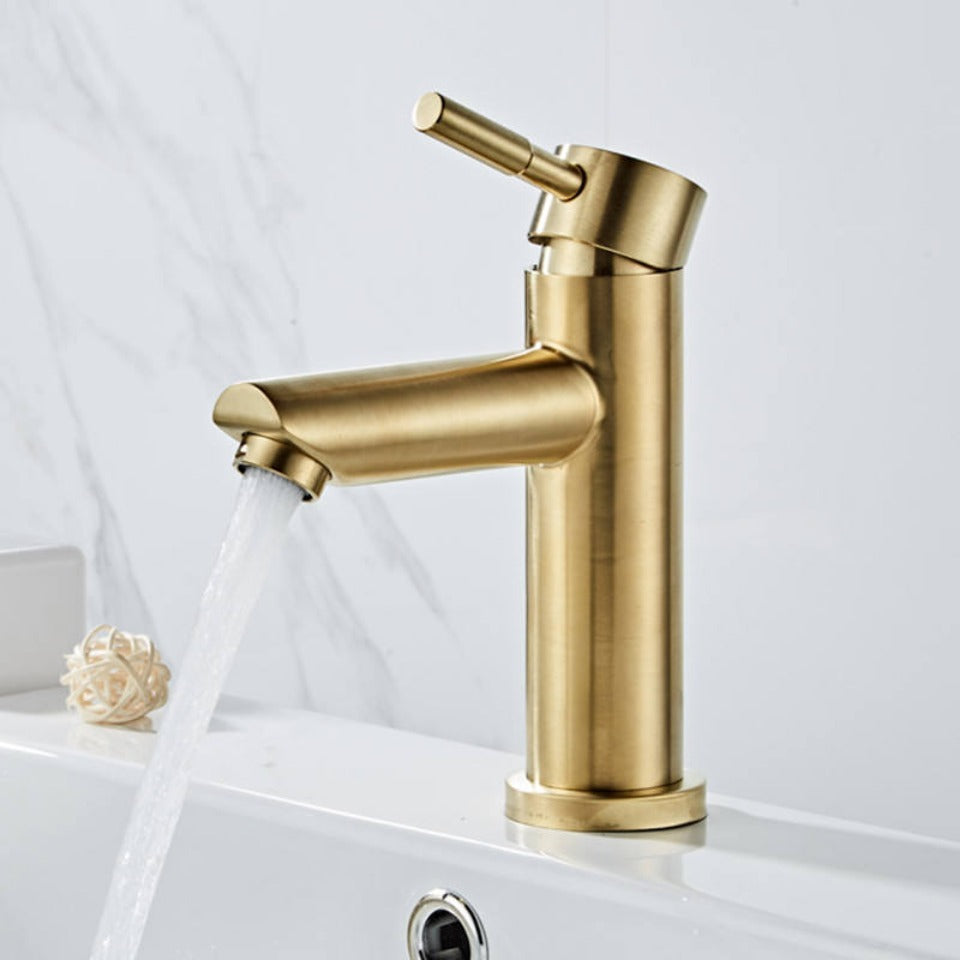 Brushed Gold Bathroom Faucet Modern Lavatory Vanity Sink Faucet Deck Mounted Mixer Toilet Basin Faucets Hot Cold Water Mixer