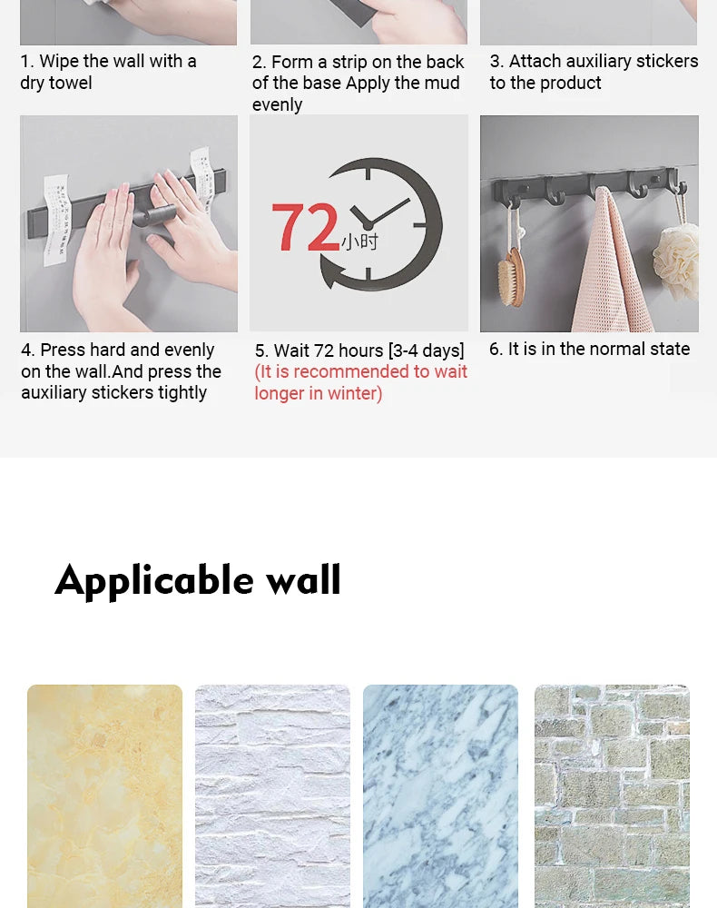 Bathroom Hardware Robe Hooks Matte Black/Gun Grey Color Wall Mounted Clothes Coat Hanger Towel Storage Space Aluminum FR203