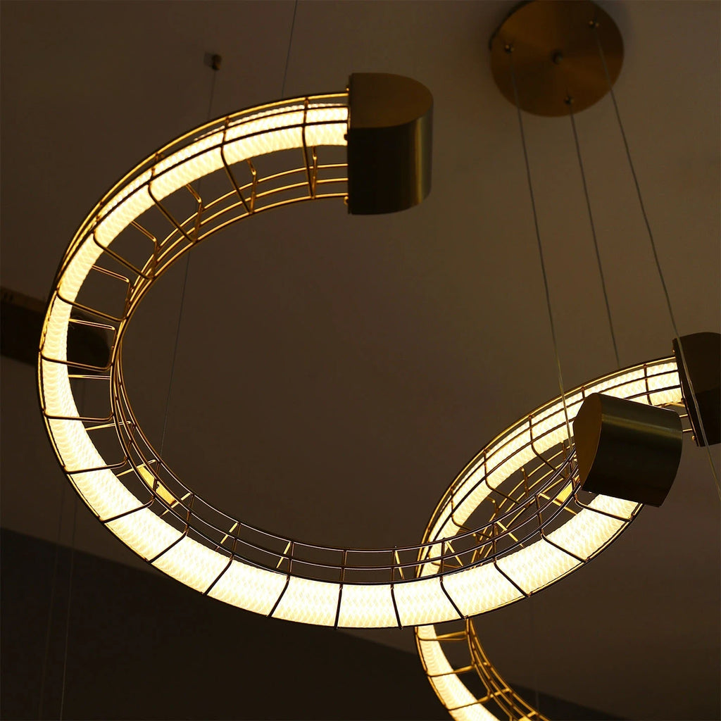 Modern Luxury LED Pendant Light for Living Room Villa Kitchen Island Table Round Iron Dining Hanging Chandelier Home Decor