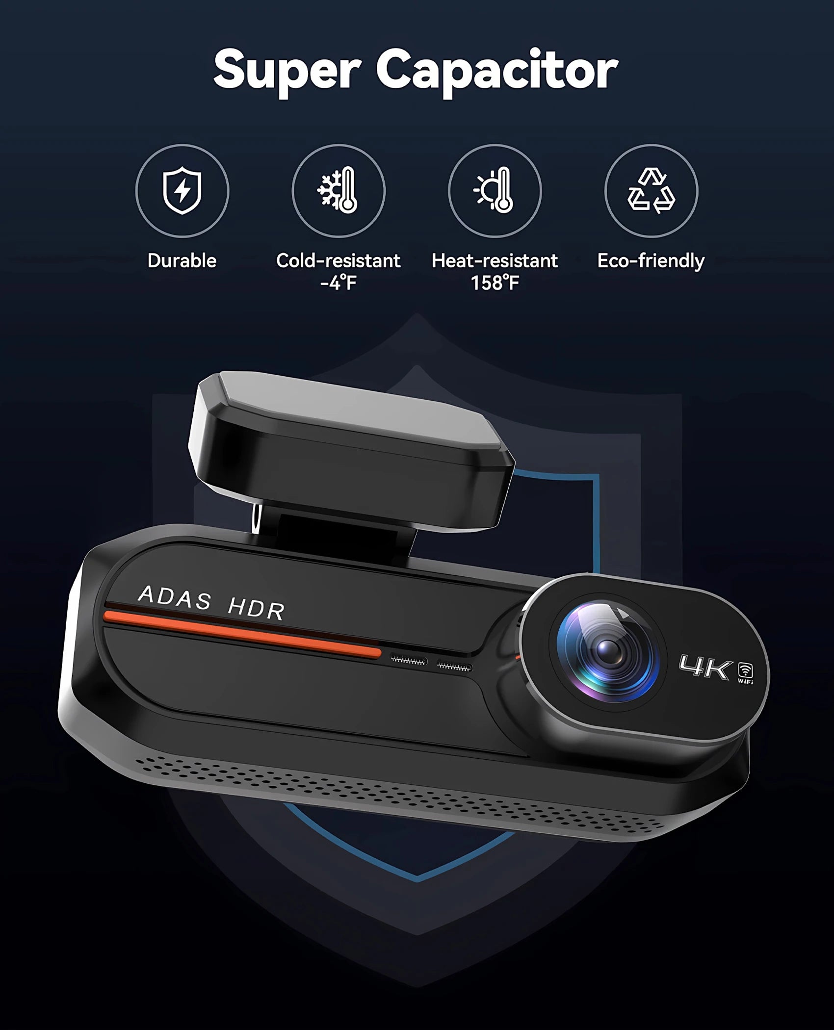 UHD 4K 3840*2160P Dash Cam ADAS WiFi GPS Front 4K Rear 2.5K DVR Video Recorder 24H Night Vision Dash Cam Car Camera Black Box
