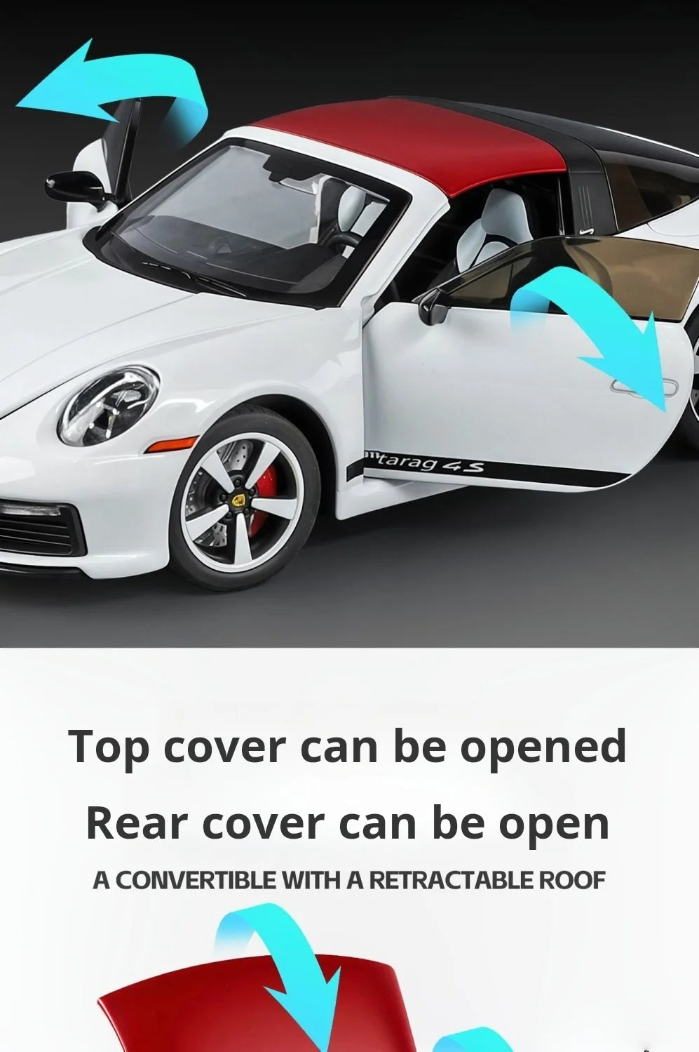 1:32 new folding convertible Porsche 911 alloy car model simulation Sound& light Fashion Exquisite collectibles Boys Toy Gift