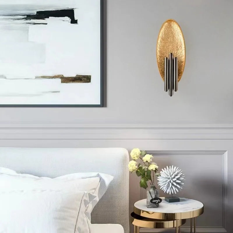 Nordic Modern Light Luxury Marble Wall Lamp Bedroom Background Led Lighting Decoration Creativity Mirror Aisle Sconce Indoor
