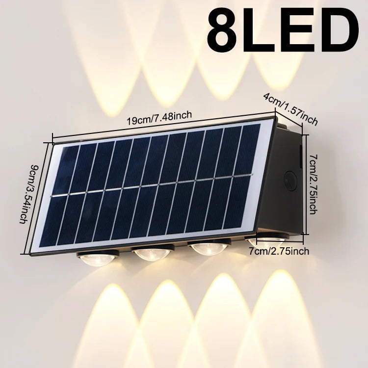 Modern Minimalist Solar Wall Light 4/6/8 LED Outdoor Waterproof Ip65 Garden Hallway Balcony Up and Down Light Wall Light