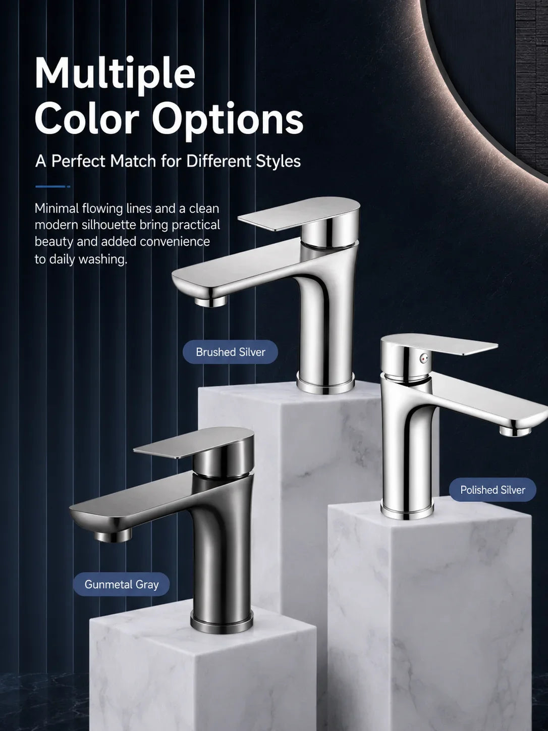 304 Stainless Steel Bathroom Sink Faucet Hot Cold Mixer Tap Single Handle Washbasin Faucet for Vanity
