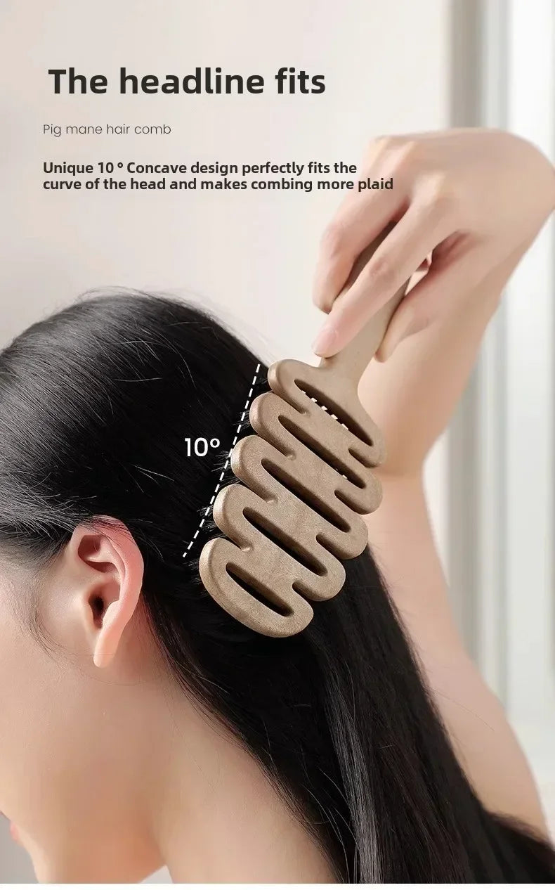 Boar Bristle Hair Comb Hollow Detangling Hair Brush Women Scalp Massage Brush Curly Hairbrush Salon Hairdressing Styling Tools