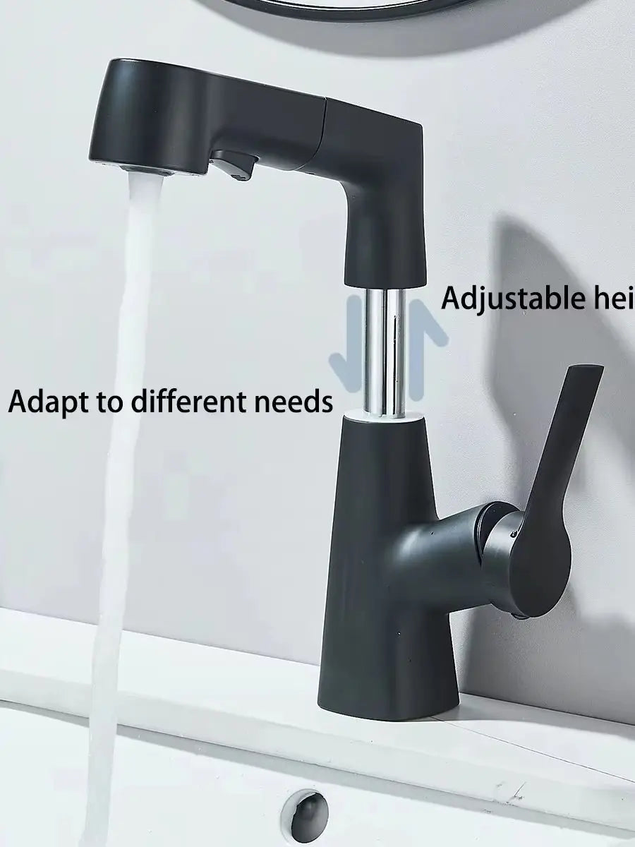 Pull Out Lift Kitchen Faucet 360° Rotatable Bathroom Basin Faucet Stainless Steel Kitchen Sink Faucet with Pull Out SprayerG1/2