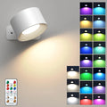 RGB Wall Lights with Remote and 19 Colors, 360° Rotation & 2000 mAh Battery, Dimmable Brightness &Touch Control for Bedroom/Gift
