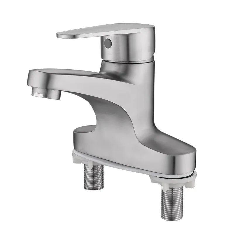 WashBasin Sink Faucet Deck Mounted 304 Stainless Steel Cold Hot Mixer Tap Single Lever Double Hole Household Bathroom Faucets