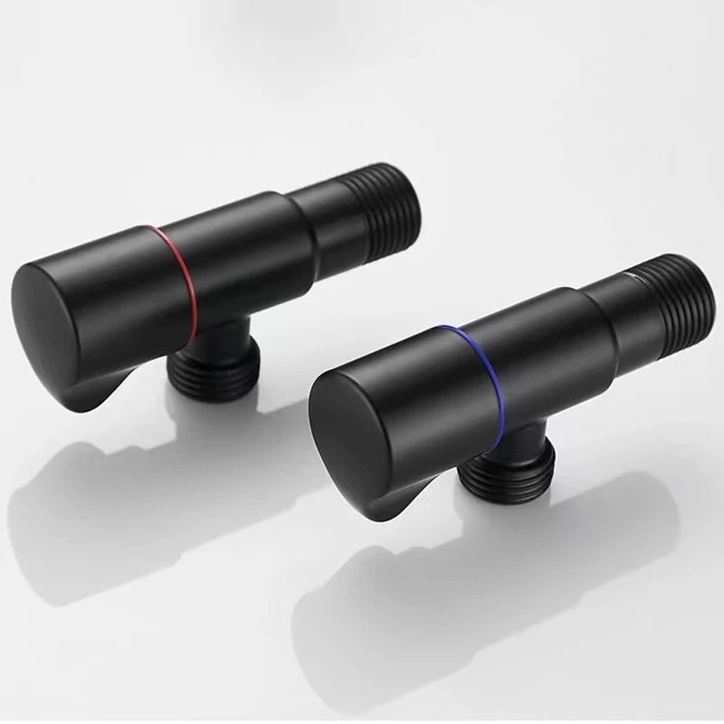 Black Stainless Steel Bathroom Filling Angle Valve G1/2 Threaded Standard Male Corner Bidet for Kitchen Cold Hot Tap Accessories