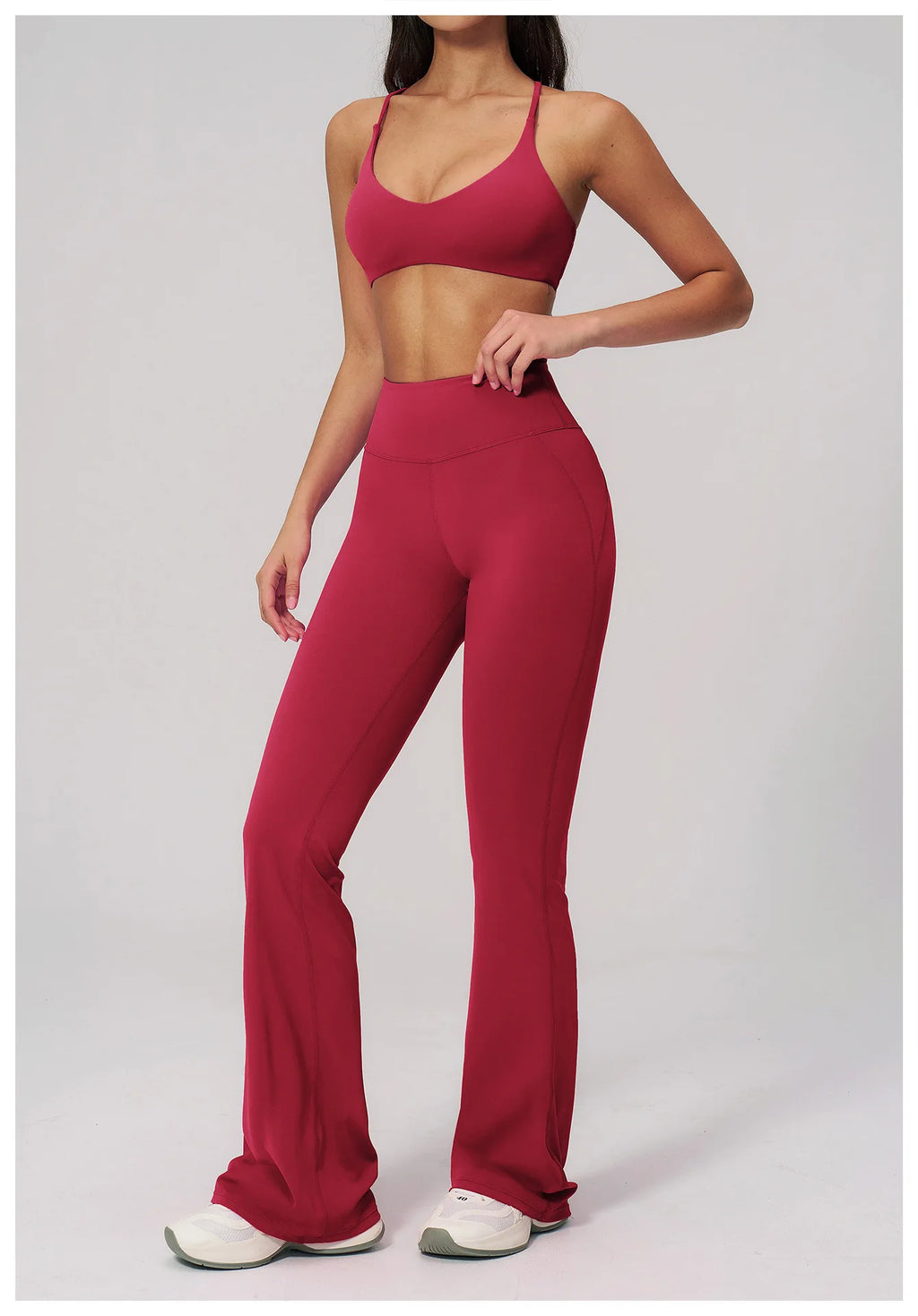 2PCS Flared Pants Yoga Set Women's Tracksuits Gym Fitness Outfits Sports Sets Female Shockproof Sports Bra Yoga Workout Clothes