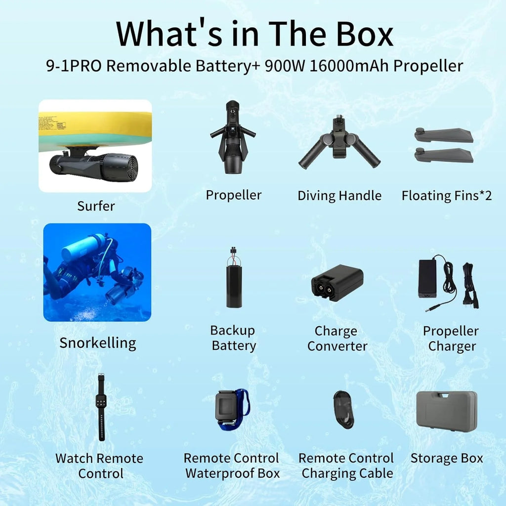 Camolech 900W Dual Battery Underwater Scooter for Adults 16AH Removable Pool Sea Scooter