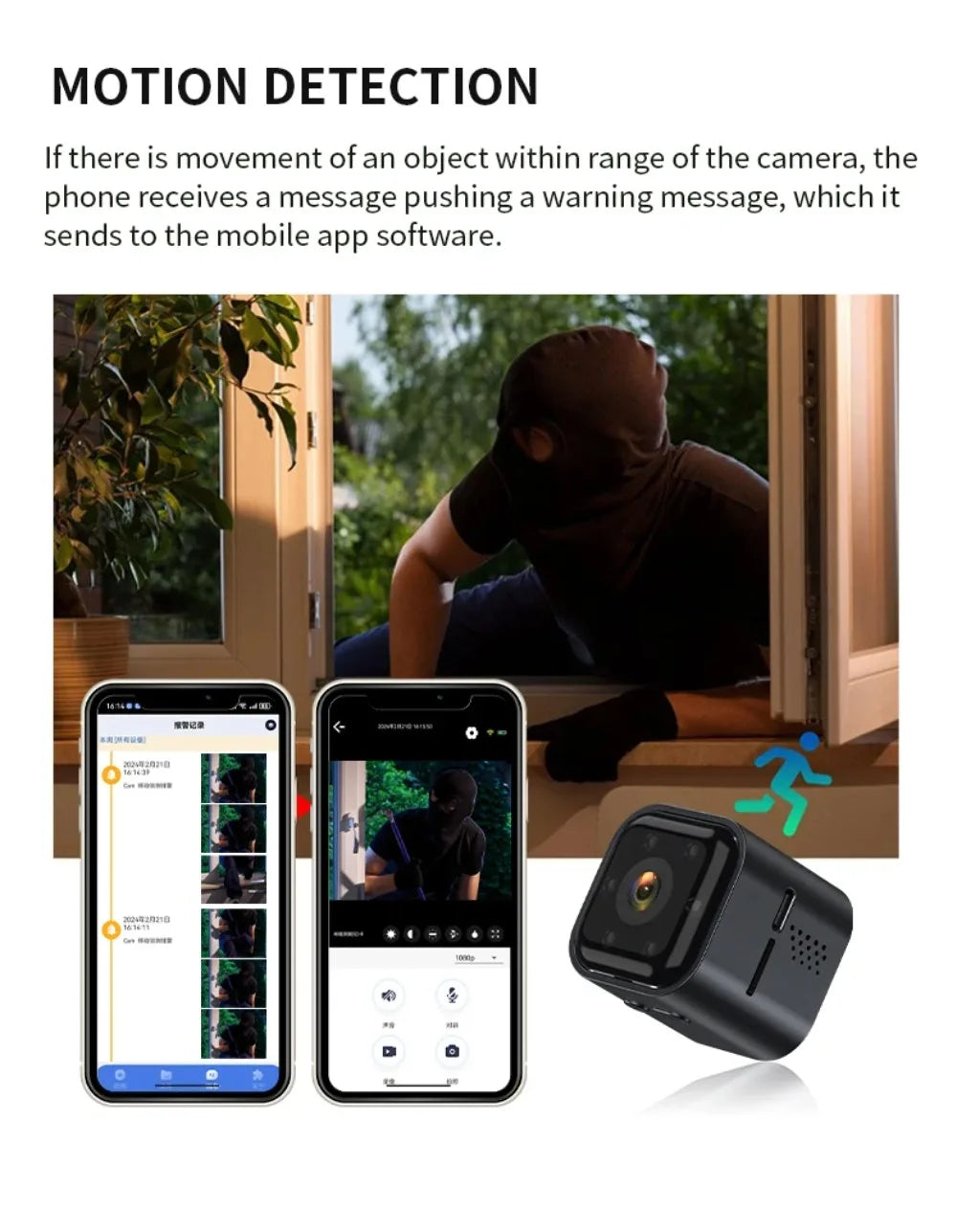 Smart wifi security camera mini camera High Power Low Power Wireless Wifi Action Camera Baby Monitor