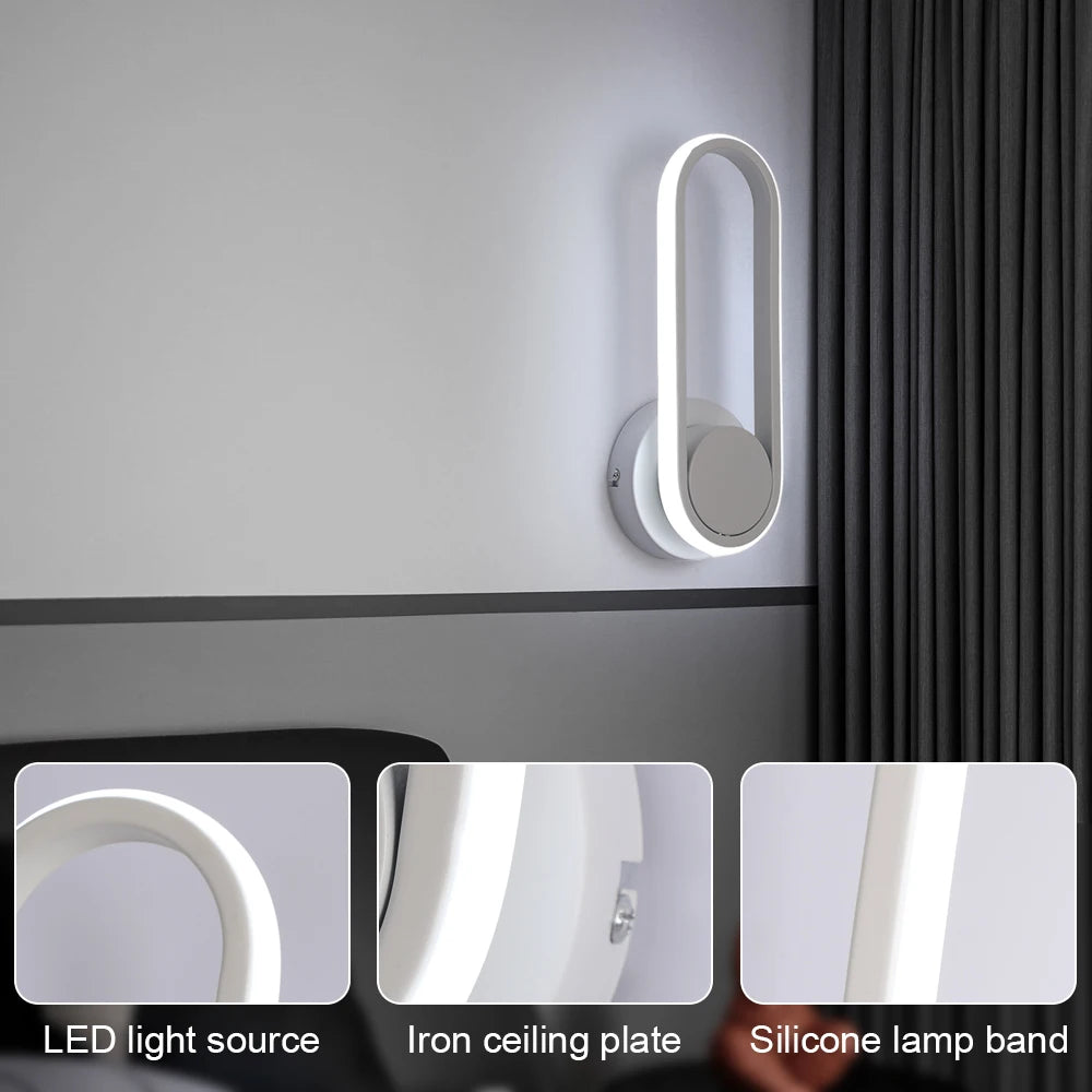 Modern Wall Light White Led Wall Lamp Rotational Sconce Fixture Nordic Bedroom Luster Loby Aisle Living Room Decor Minimalist