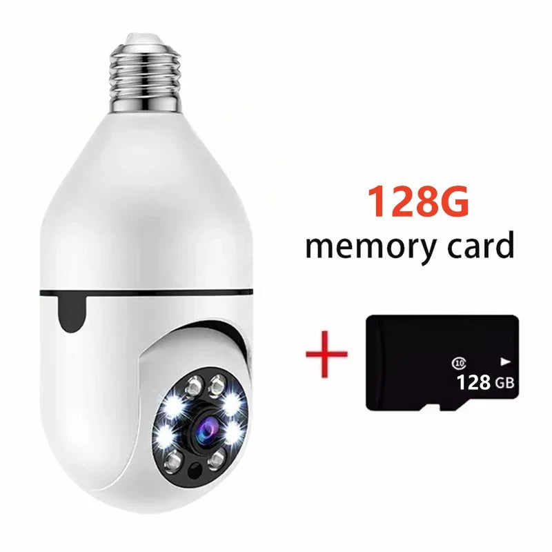 WiFi Security Camera E27 Bulb 8MP Wireless Baby Monitor AI Tracking Video Surveillance Pet Cameras Color Night Vision Indoor Cam