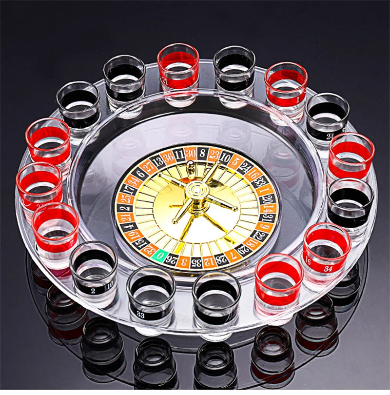 16 Glasses Transparent Glass Wine Cup Game Bar Drinking Game Whiskey Cocktail Bar Party Game Push Turntable Drinking Accessories