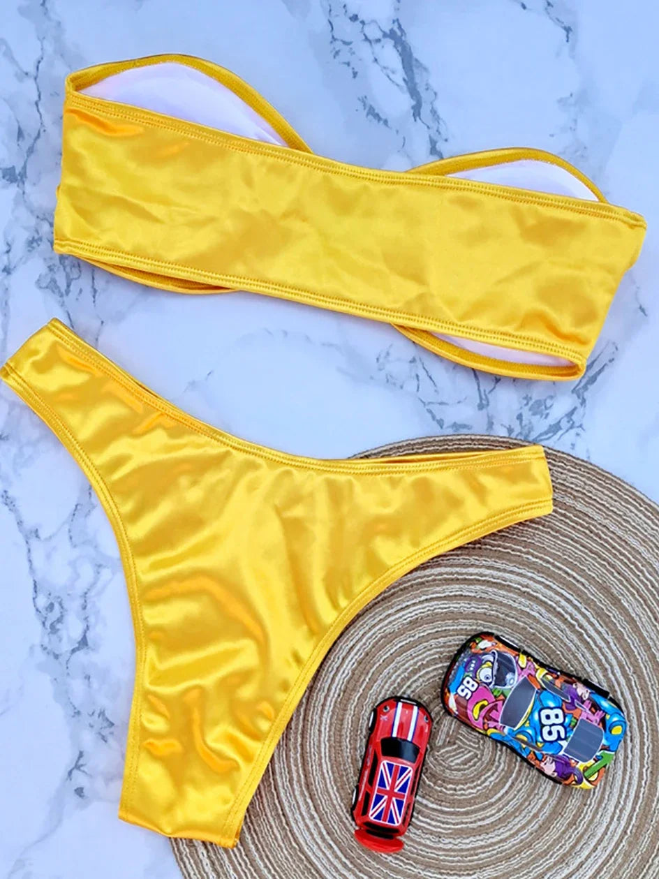 Bandeau Bikini Swimsuit Women 2026 Two-piece Swimwear Thong Bikinis Sets Female Bathing Suit Push Up Monokini Beach Wear Biquini