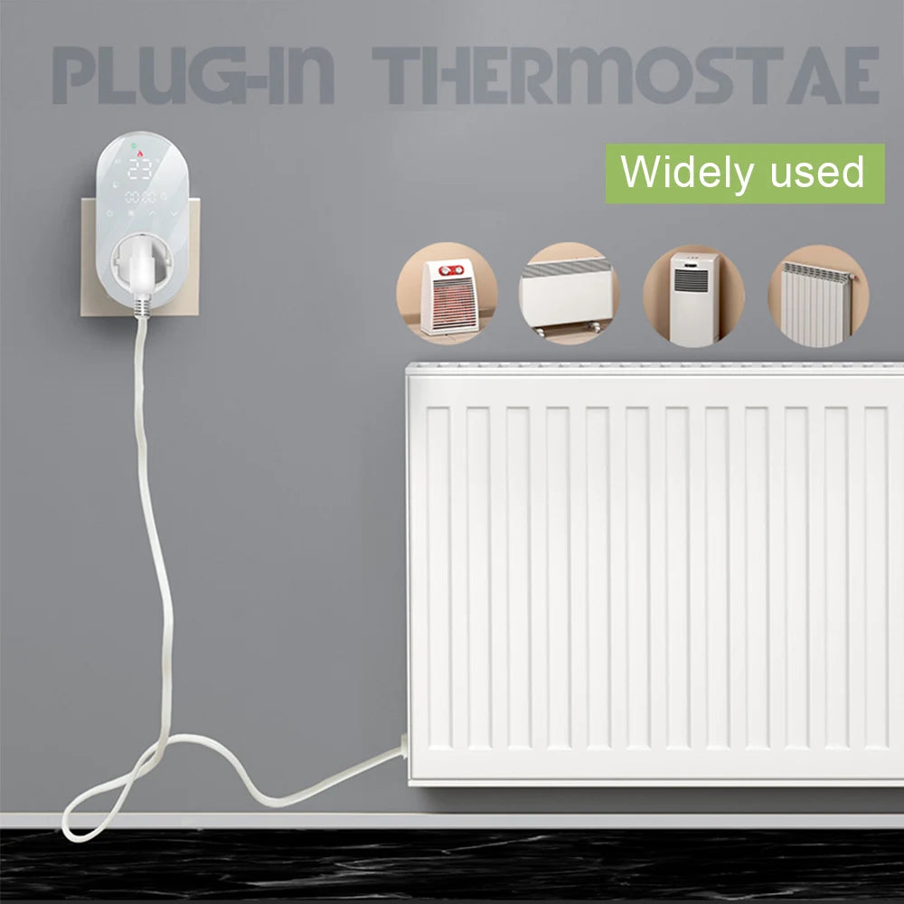 Tuya WiFi Smart Thermostat Socket APP Control Temperature Controller 16A 220V Digital Thermostat Switch EU Plug for Household