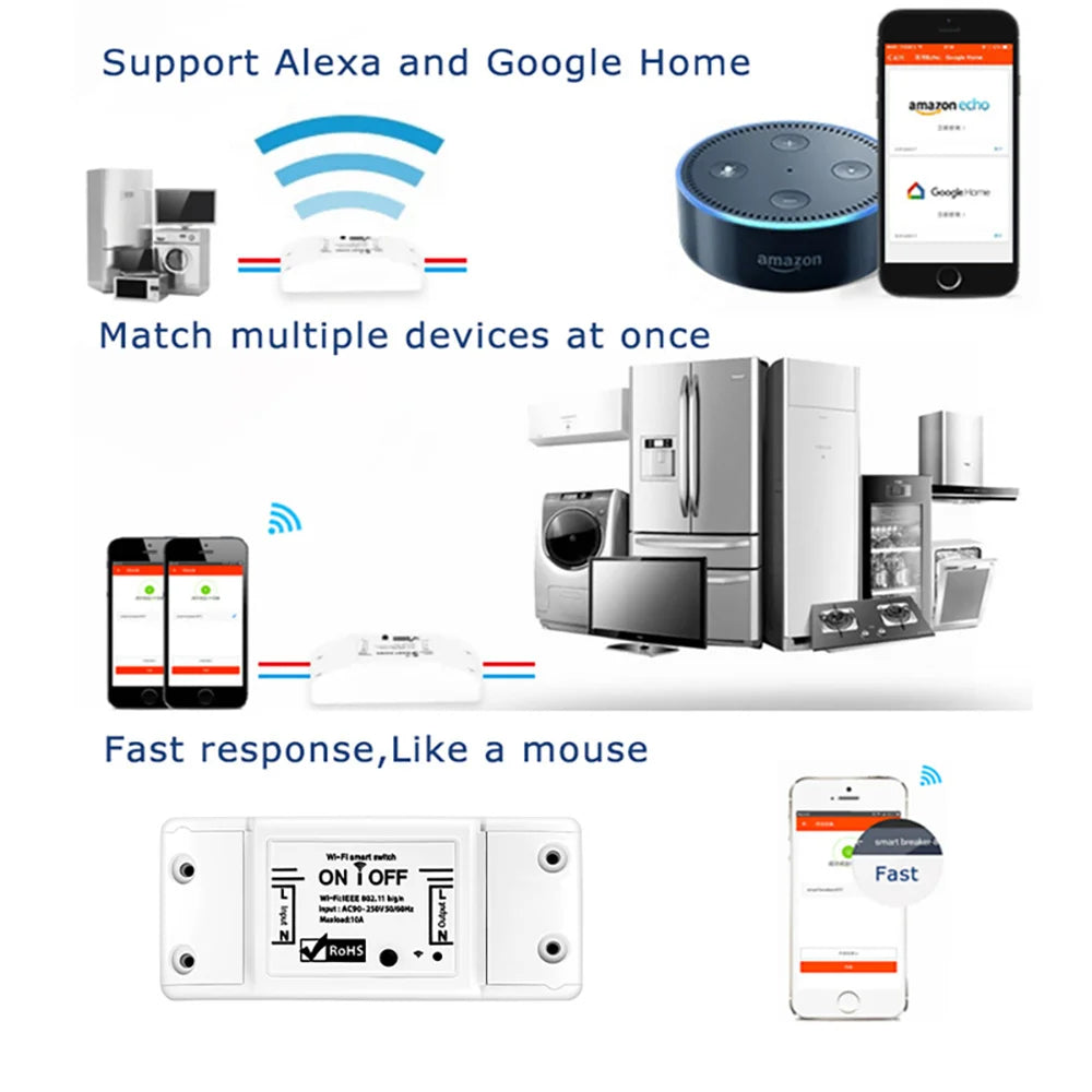 WiFi Smart Switch Automation Breaker Smart Home House APP Remote Control and Voice Control Wireless Remote Control Switch Relay