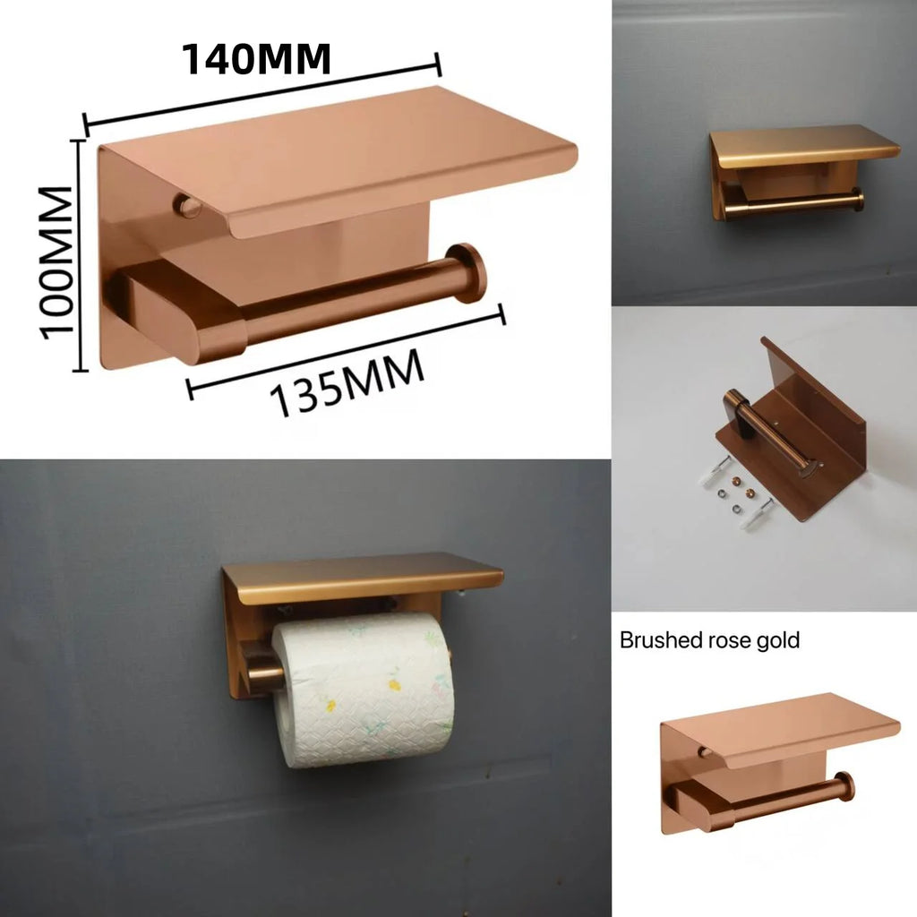 High-quality Brushed Rose Gold 304Stainless Steel Beautiful Wall Hook Toilet Paper Holder Towel Bar Bathroom Accessories