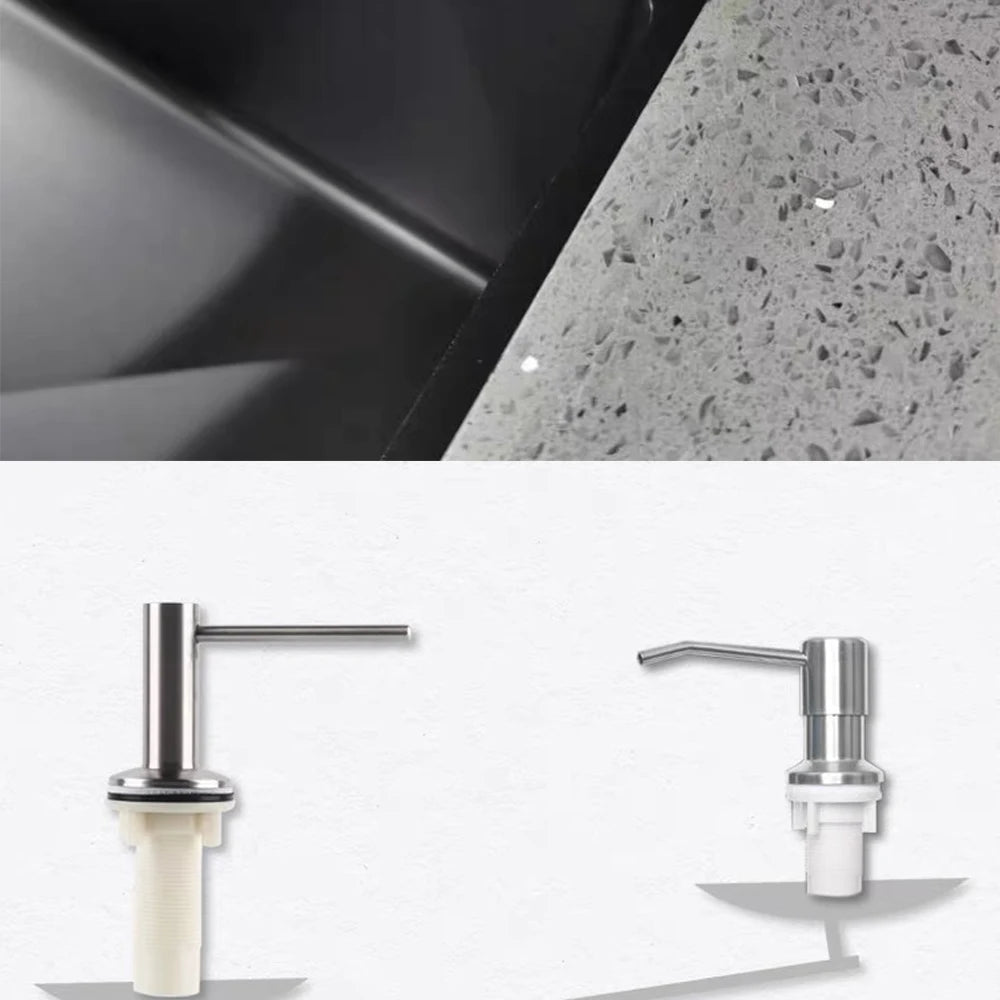 Slim Metal Head Liquid Soap Dispenser Kitchen Sink Bathroom Under Counter Lotion Holder Pump Dish Wash Detergent Silicone Tube