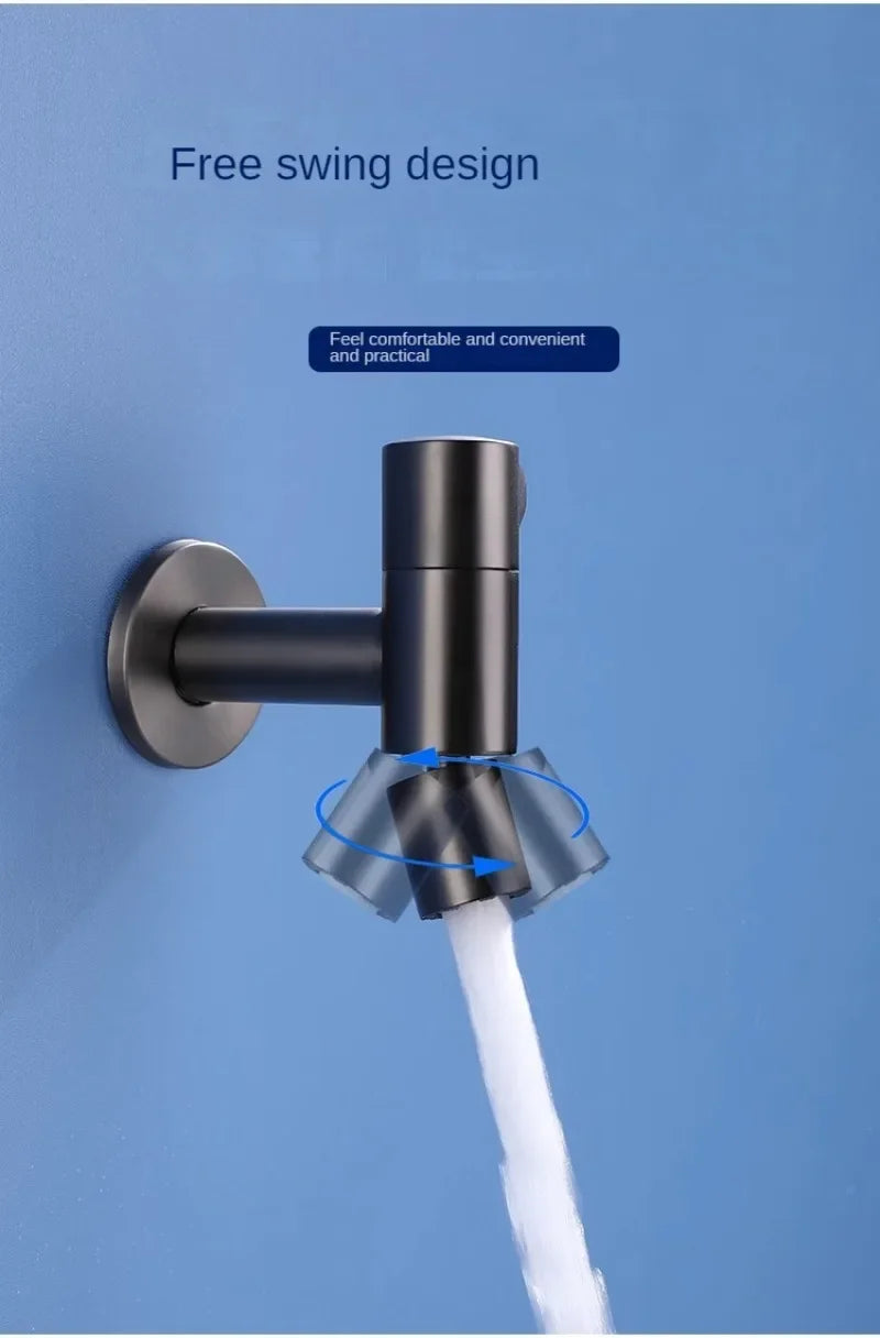 Free Swing Single Cold Faucet Wall Mounted Bathroom Hardware Mop Pool Water Tap with 1/2" Male Connection