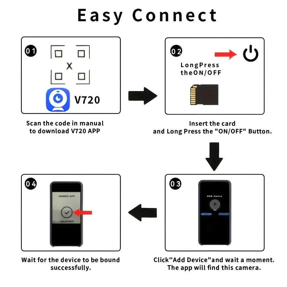Wireless Mini WiFi Security Camera with Night Vision Motion Detection Rechargeable Battery Easy to Mount & App-Controlled